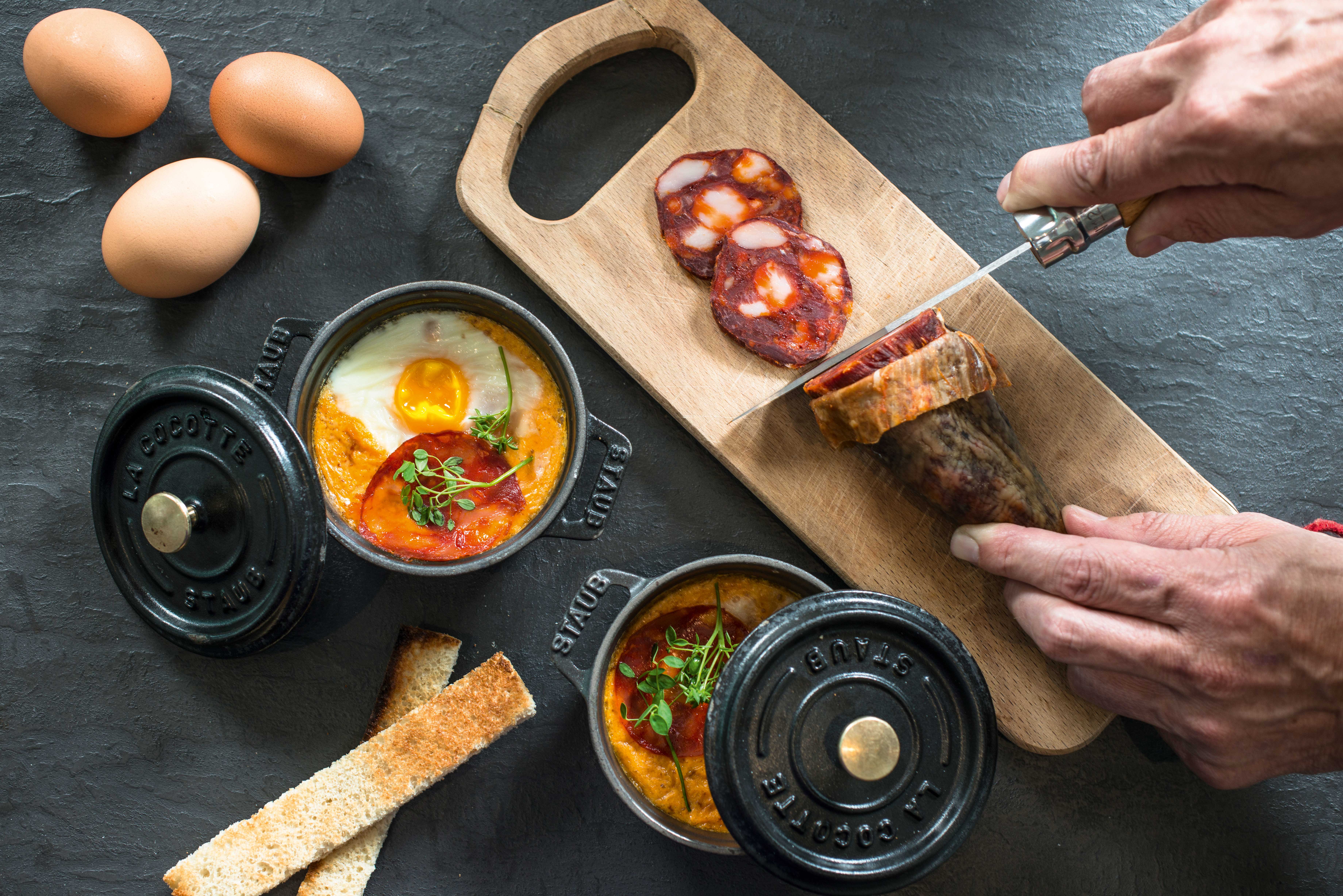 Œuf cocotte au chorizo