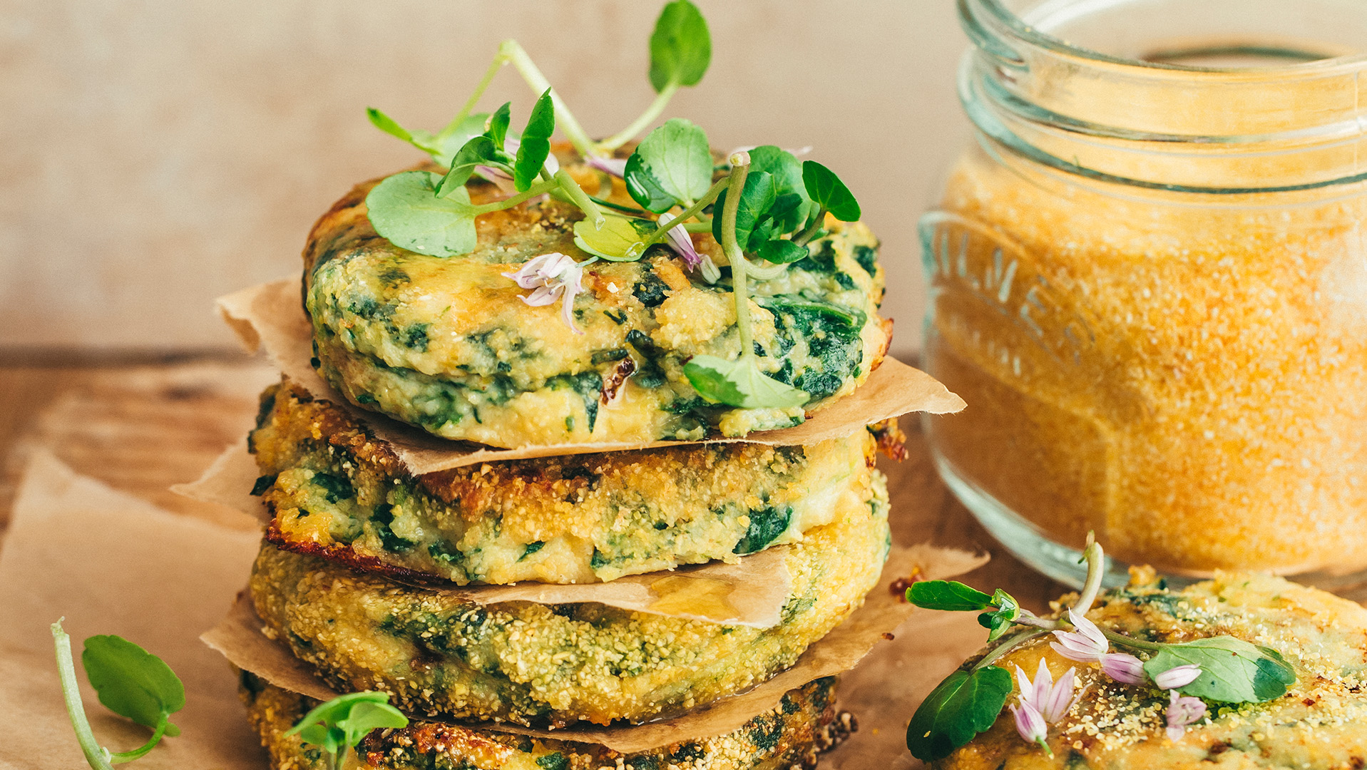 Galettes de polenta aux épinards et parmesan
