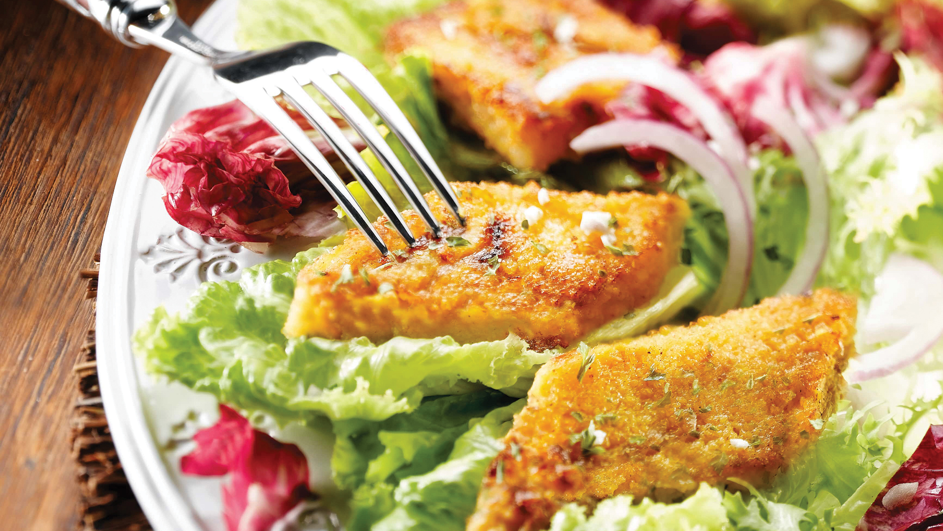 Recette de pain de polenta et sa salade