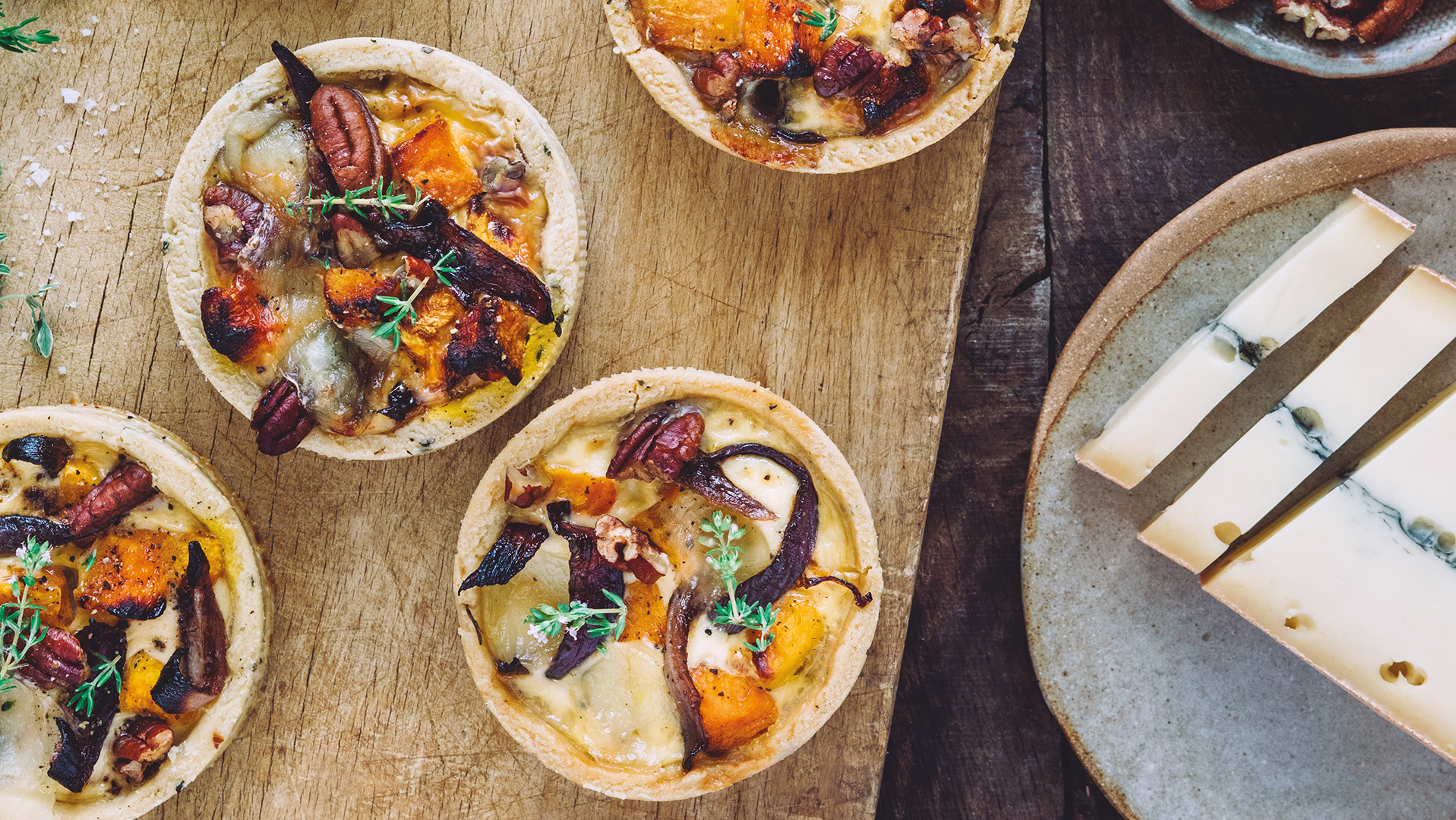 Mini tartelettes Morbier, potimarron et noix de pécan - recette Sherpa