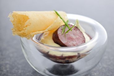 Recette d'Espuma de polenta, diots à la Mondeuse